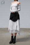 Marc Le Bihan 2502 colorblock skirt France Handmade MLB-2502-HEIBAI Black and white